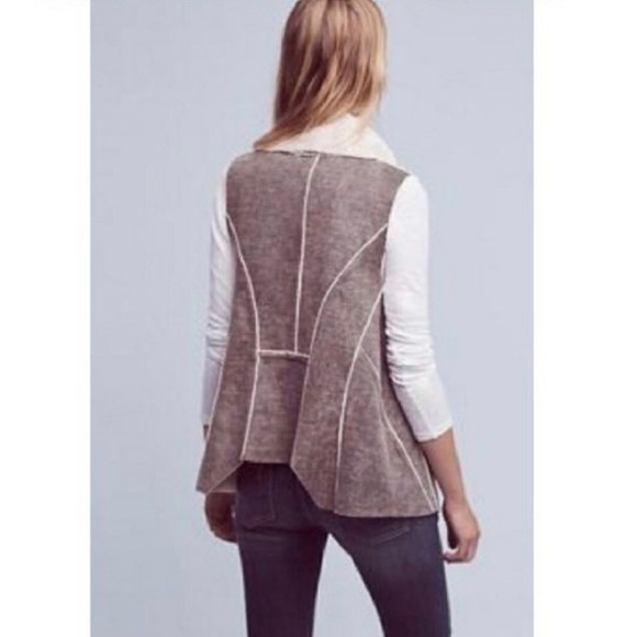 Amadi Anthropologie Grey Shearling Draped Kady Sherpa Vest Size Small - Picture 2 of 7
